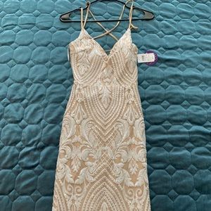 Gorgeous sequin cream and white midi dress